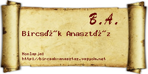 Bircsák Anasztáz névjegykártya